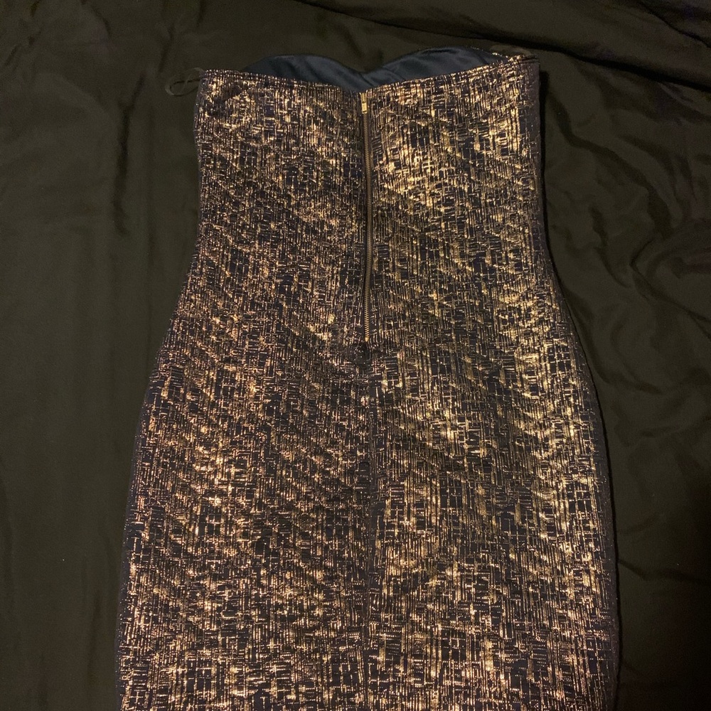 Strapless Blue and Gold Windsor Dress